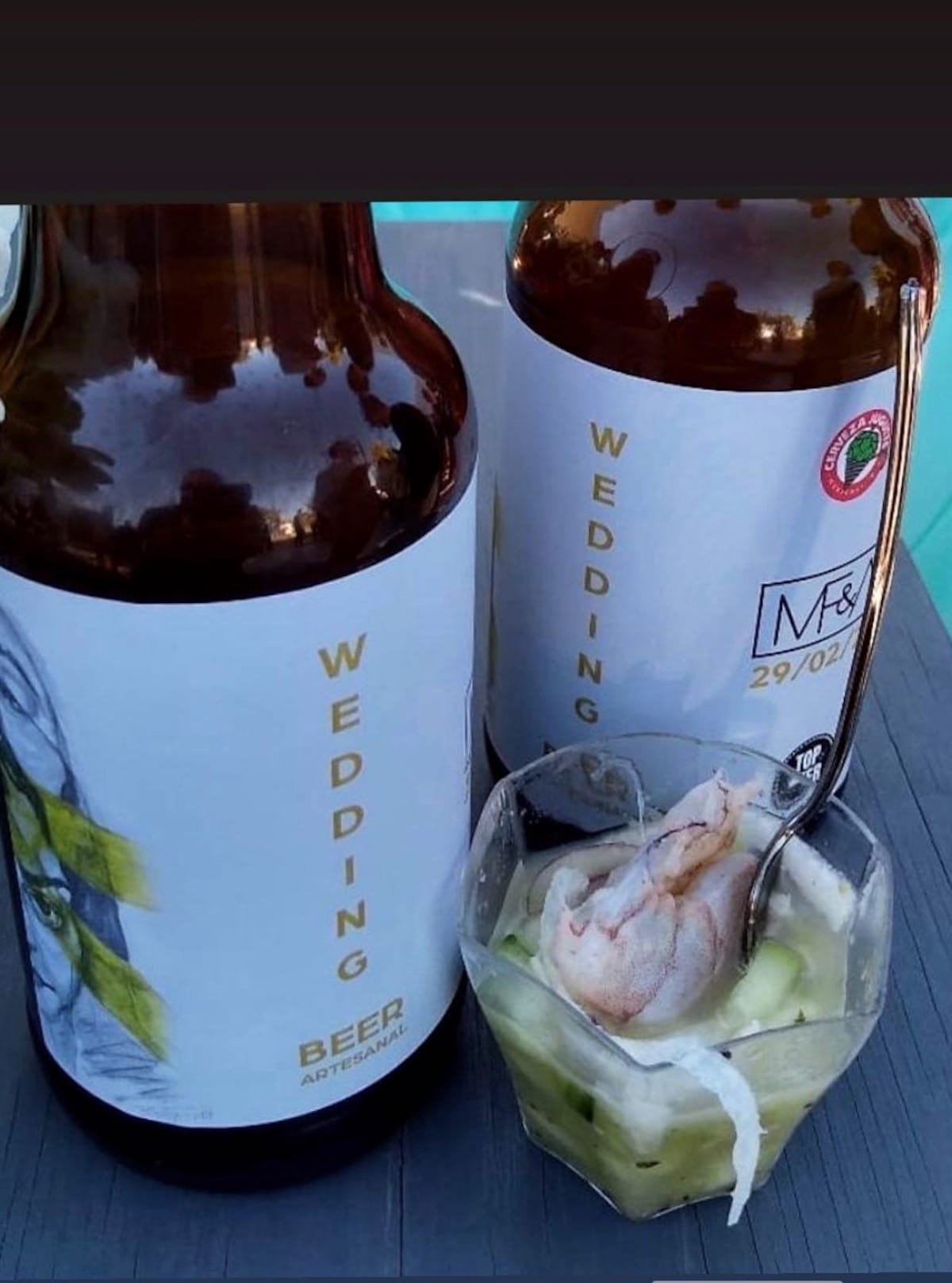 Botella de cerveza artesanal personalizada para bodas